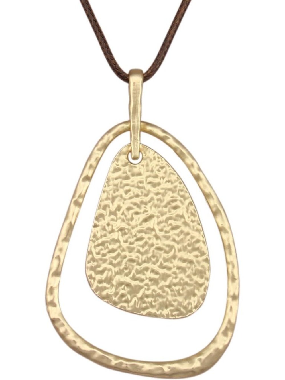 Women's Boho Gold Abstract Pendant Necklace Geometric Hammered Hoop Choker